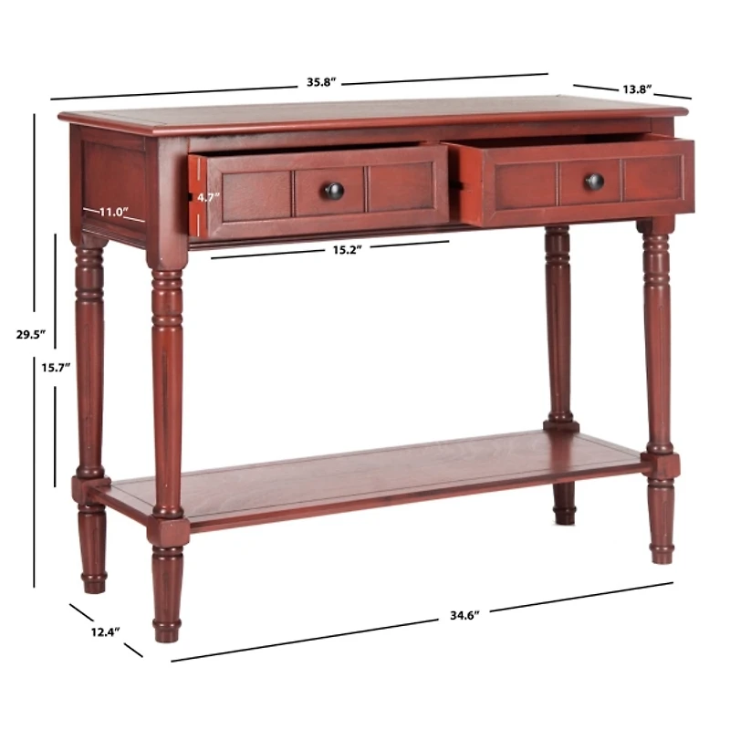 Warm Red 2-Drawer Samantha Console Table