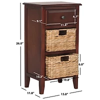 Cherry Wood Woven Baskets Everly Accent Table