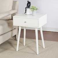 White Wood 1-Drawer Arthur Accent Table