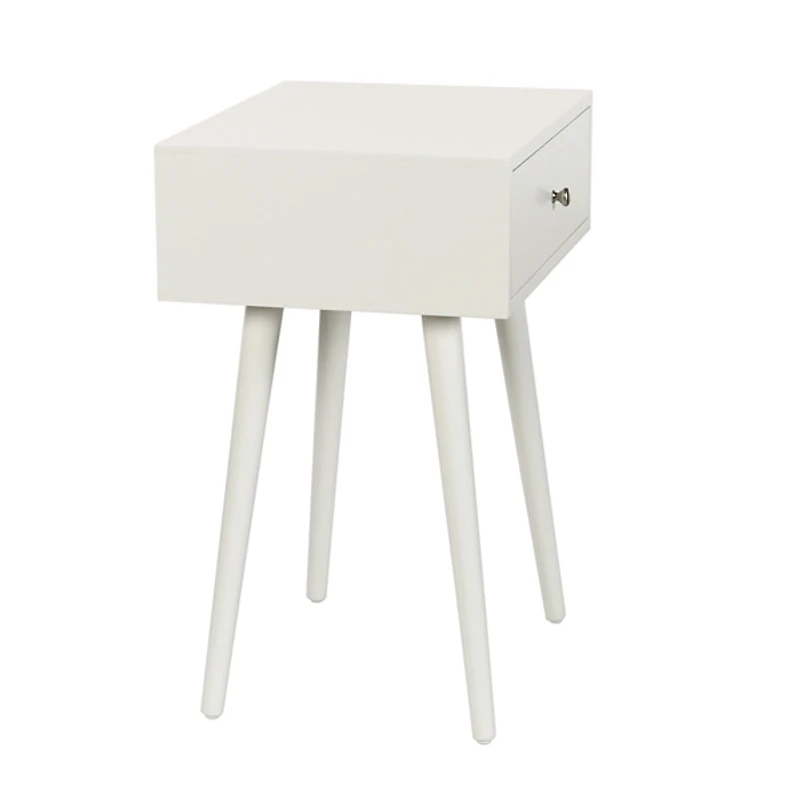 White Wood 1-Drawer Arthur Accent Table