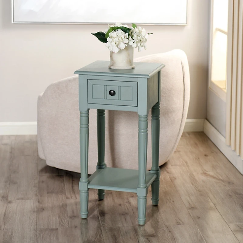 Light Blue Wood Square Hampton Accent Table