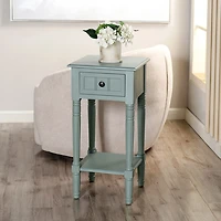 Light Blue Wood Square Hampton Accent Table