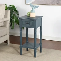Navy Blue Wood Square Hampton Accent Table