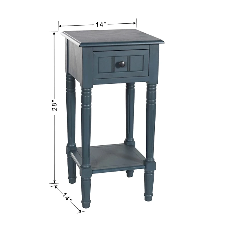 Navy Blue Wood Square Hampton Accent Table