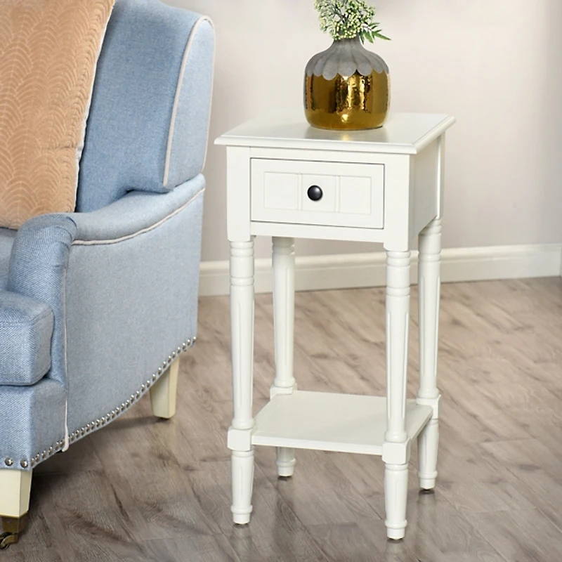 White Wood Square Hampton Accent Table