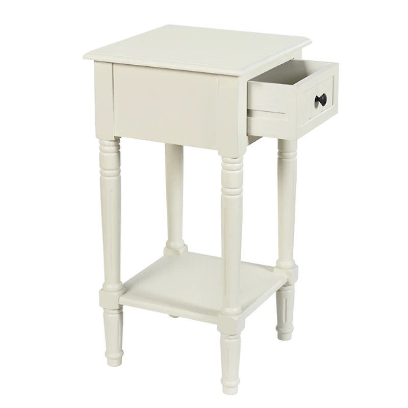 White Wood Square Hampton Accent Table