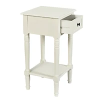 White Wood Square Hampton Accent Table