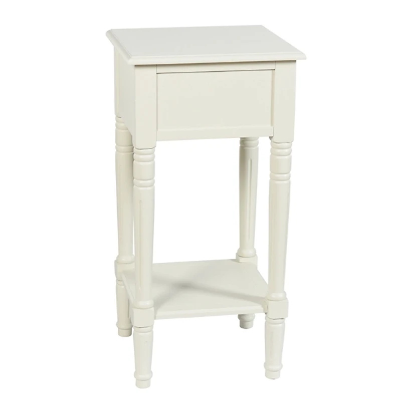 White Wood Square Hampton Accent Table