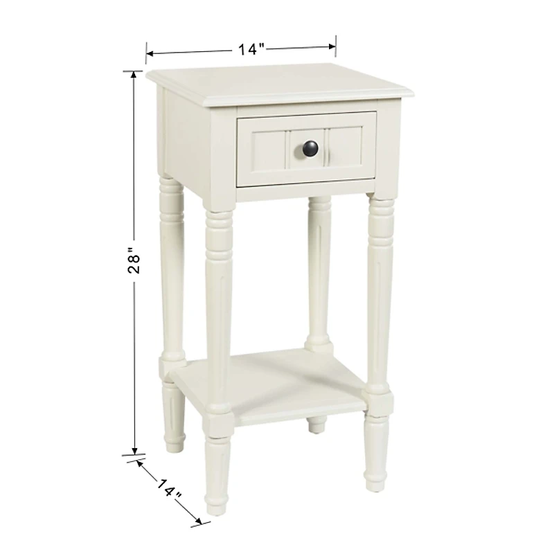 White Wood Square Hampton Accent Table