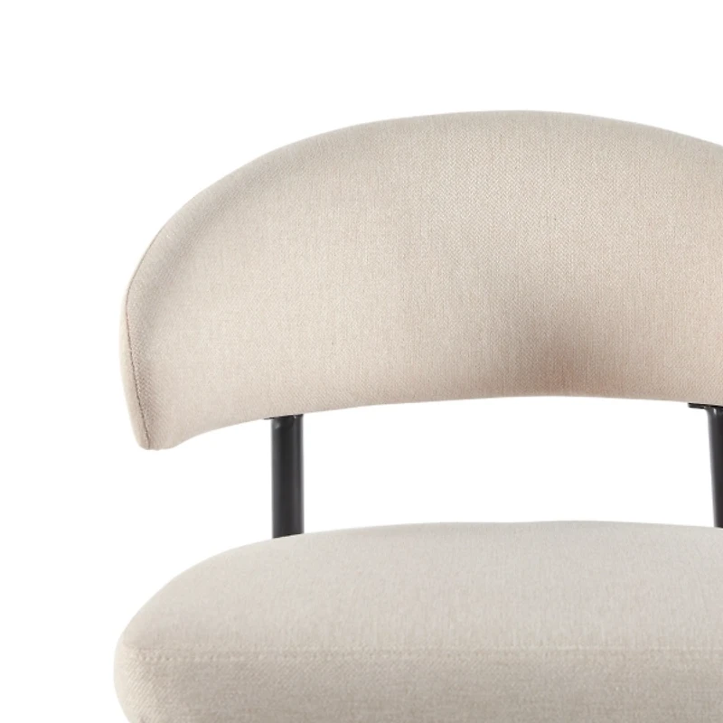 Ivory and Black Curved Dining Chairs, Set of 2