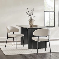 Ivory and Black Curved Dining Chairs, Set of 2