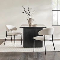 Ivory and Black Curved Dining Chairs, Set of 2