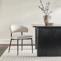 Ivory and Black Curved Dining Chairs, Set of 2