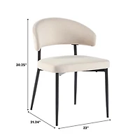 Ivory and Black Curved Dining Chairs, Set of 2