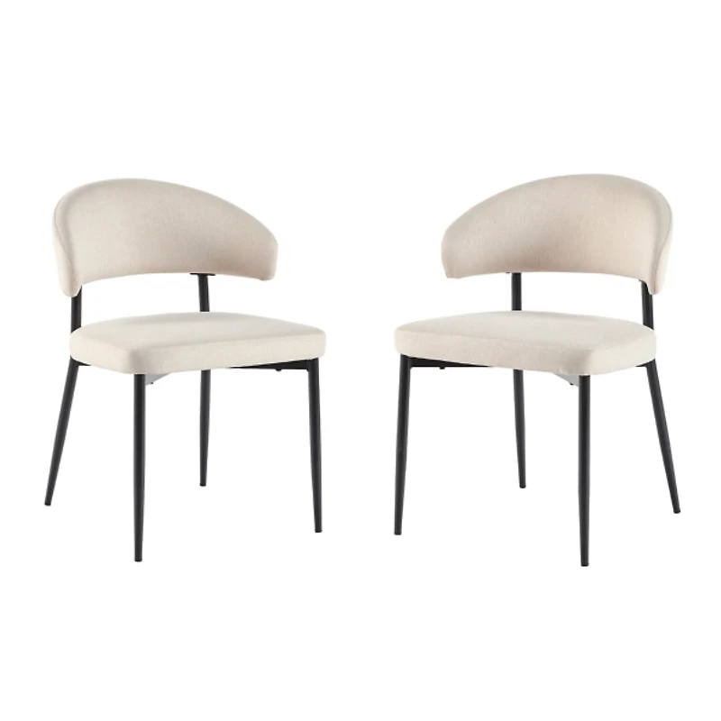 Ivory and Black Curved Dining Chairs, Set of 2