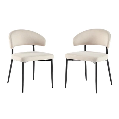 Ivory and Black Curved Dining Chairs, Set of 2