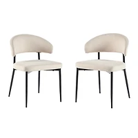 Ivory and Black Curved Dining Chairs, Set of 2