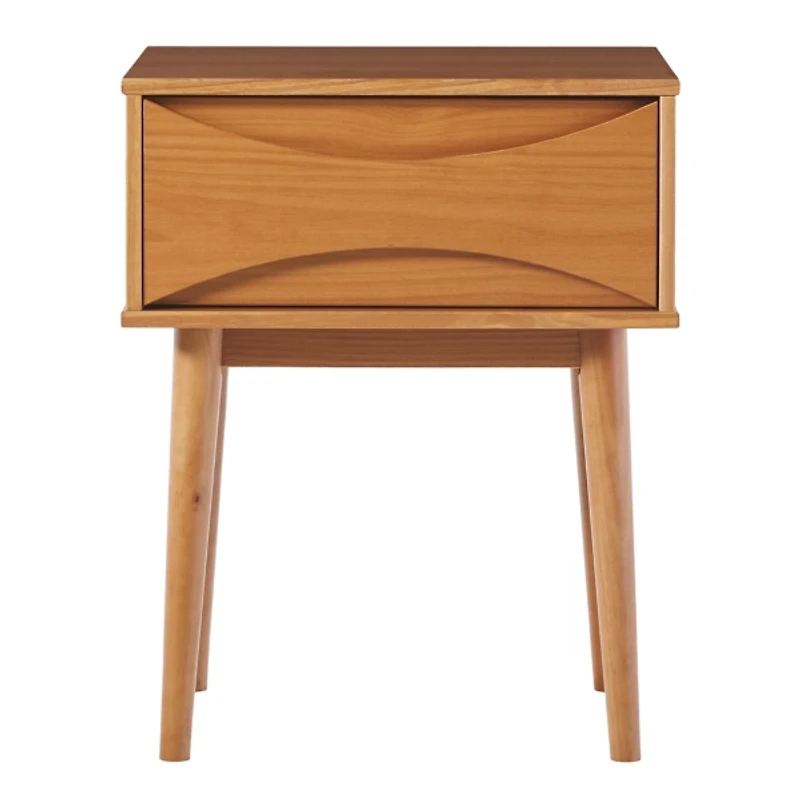 Caramel Wood Mid-Century Modern Nightstand