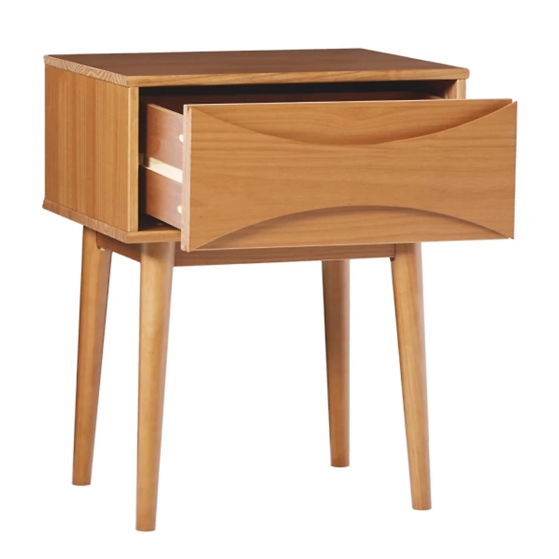 Caramel Wood Mid-Century Modern Nightstand