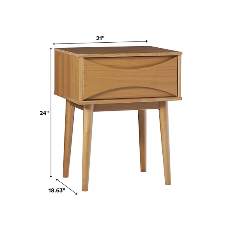 Caramel Wood Mid-Century Modern Nightstand