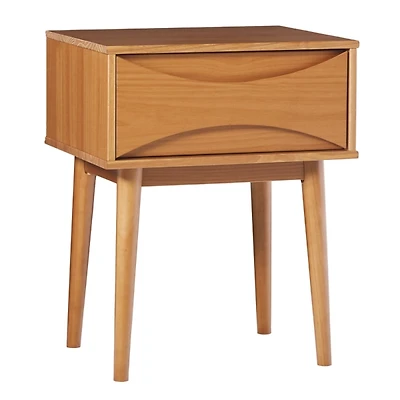 Caramel Wood Mid-Century Modern Nightstand