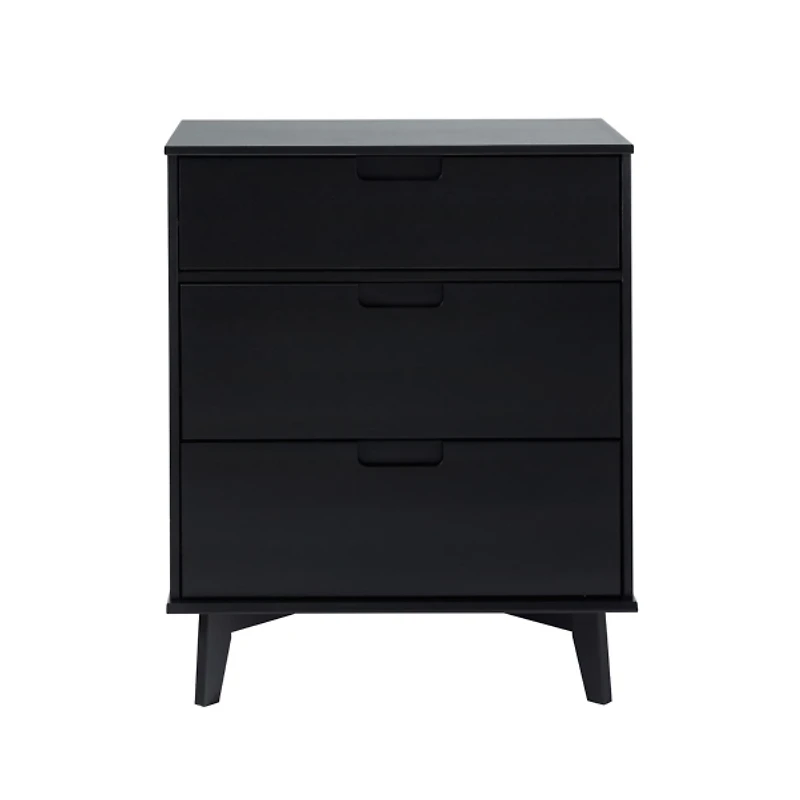 Black Wood Modern 3-Drawer Dresser