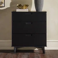 Black Wood Modern 3-Drawer Dresser