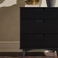 Black Wood Modern 3-Drawer Dresser