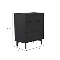 Black Wood Modern 3-Drawer Dresser