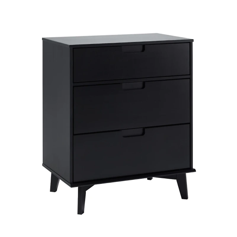 Black Wood Modern 3-Drawer Dresser