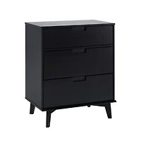 Black Wood Modern 3-Drawer Dresser