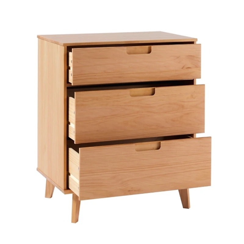 Natural Wood Modern 3-Drawer Dresser