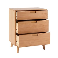 Natural Wood Modern 3-Drawer Dresser