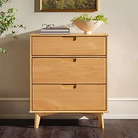 Natural Wood Modern 3-Drawer Dresser