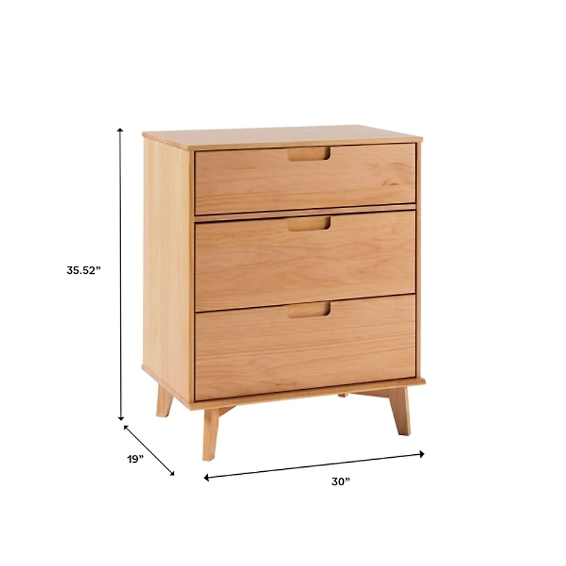 Natural Wood Modern 3-Drawer Dresser