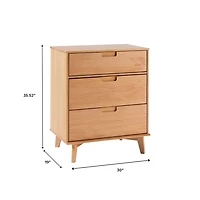 Natural Wood Modern 3-Drawer Dresser