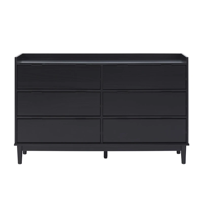 Black Wood 6-Drawer Chest