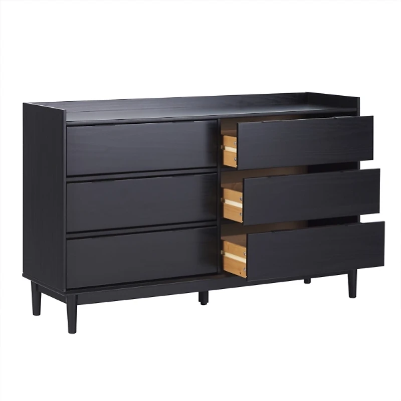 Black Wood 6-Drawer Chest