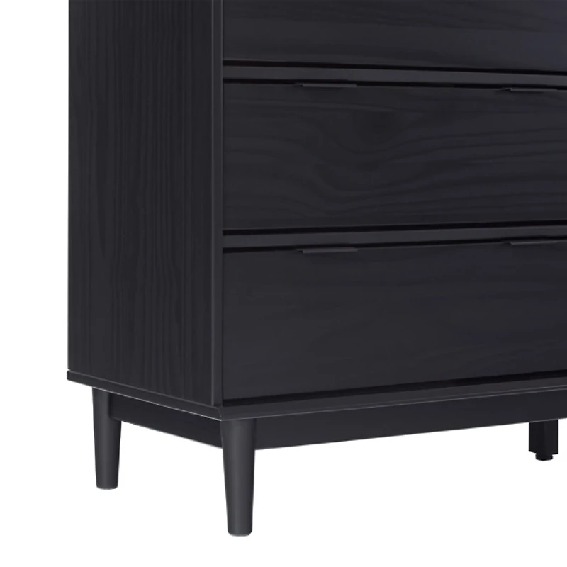 Black Wood 6-Drawer Chest