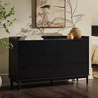 Black Wood 6-Drawer Chest