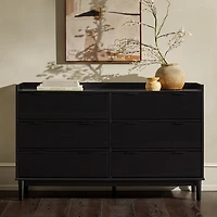 Black Wood 6-Drawer Chest