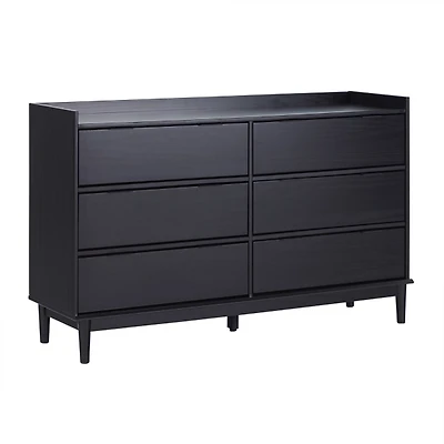 Black Wood 6-Drawer Chest