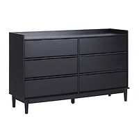 Black Wood 6-Drawer Chest