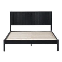 Black Reeded Headboard Queen Bed