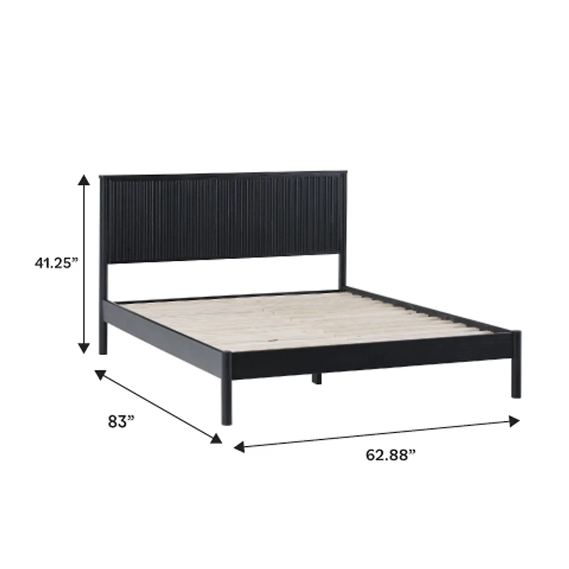 Black Reeded Headboard Queen Bed