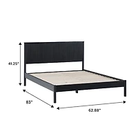 Black Reeded Headboard Queen Bed