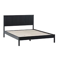 Black Reeded Headboard Queen Bed