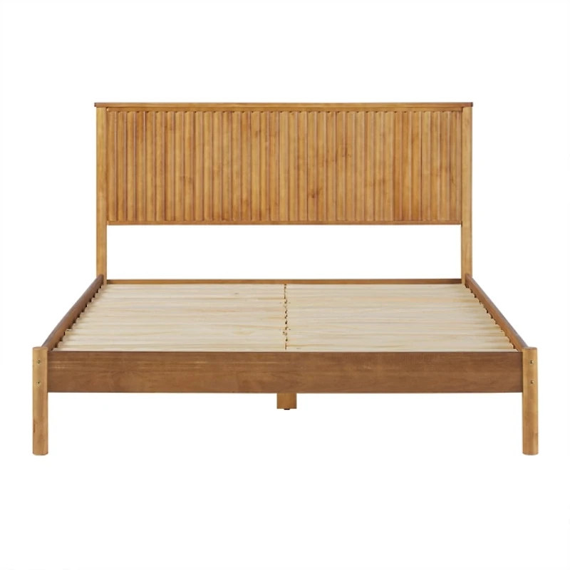 Natural Reeded Headboard Queen Bed