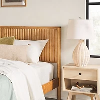 Natural Reeded Headboard Queen Bed