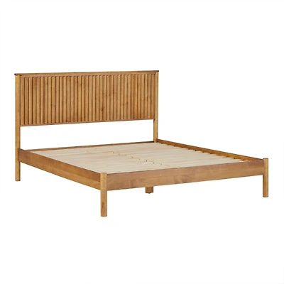 Natural Reeded Headboard Queen Bed